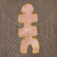 an image of a pink and gold figure on a brown background